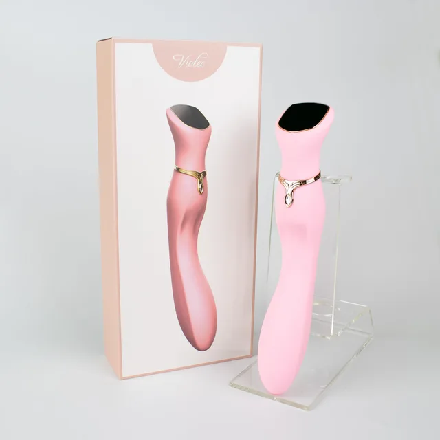 Viotec Chance light pink vibrator displayed beside presentation box