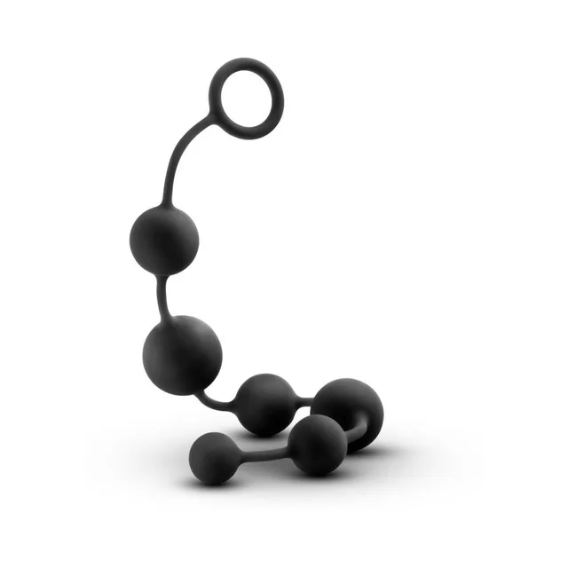 Upright black graduated beads with round loop handle