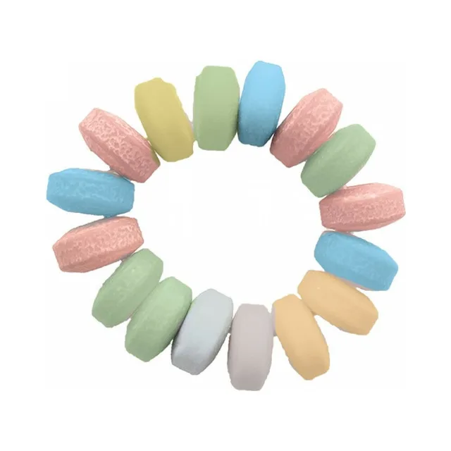 Multicolor edible candy ring formed from pastel pieces