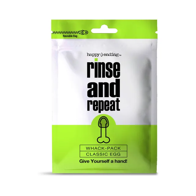 Front view of white-and-green Whack Pack Egg pouch