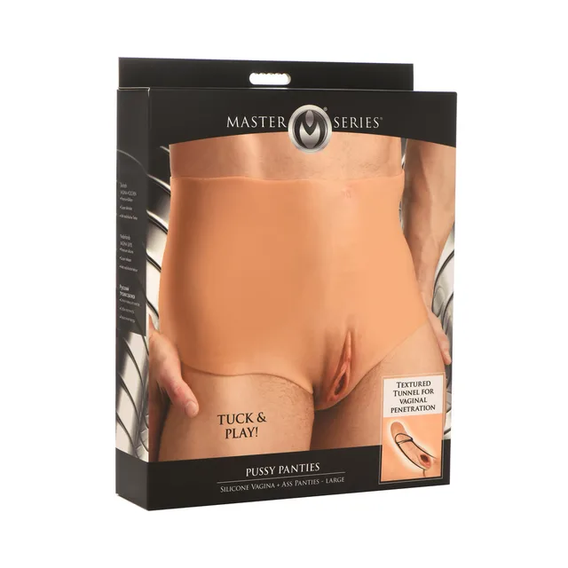 Master Series Pussy Panties Small displayed in black retail box