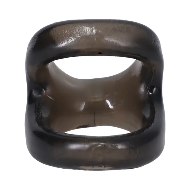 Rock Solid The Hoist Smoke Double-Loop Ring front view with two connected openings