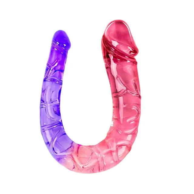 Upright view of Sunset Dreams purple and pink double dong