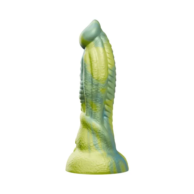 Tentra Rithen green-and-blue reptilian dildo left profile with scale texture