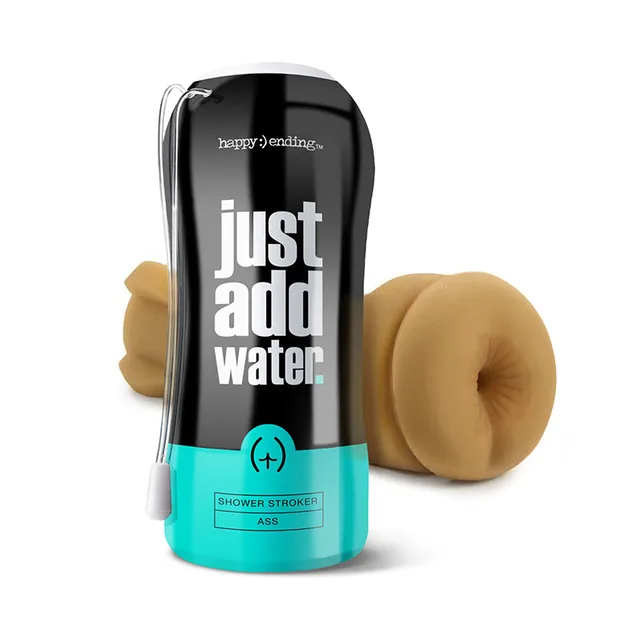 Just Add Water ass shower stroker with black-and-teal package