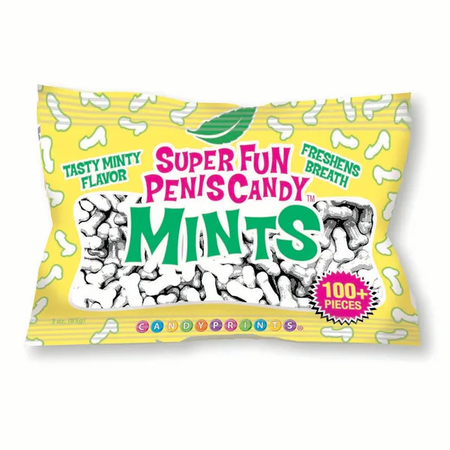 Yellow 3 oz bag of Super Fun Penis Candy Mints