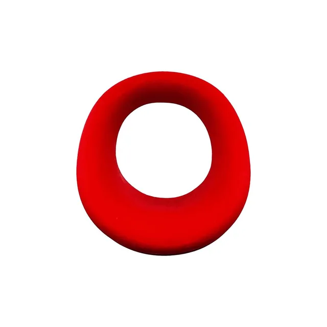 Oxballs Hunkyjunk Expander Red Velvet cock ring straight front view of the broad oval opening