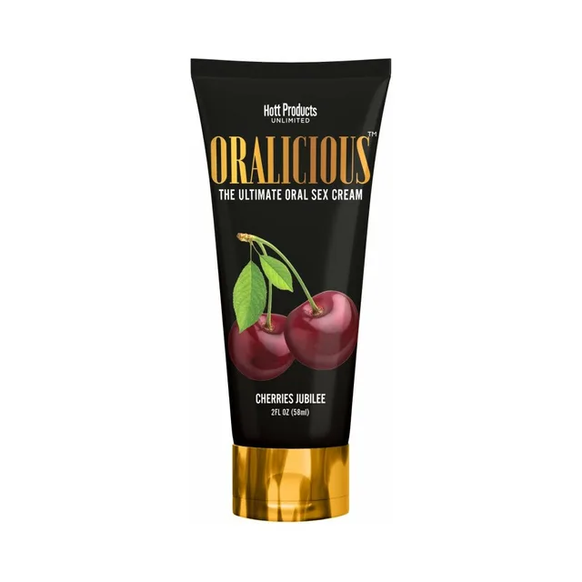Oralicious Cherry two-ounce black tube with gold cap