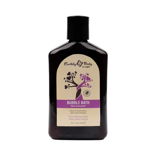 Front of Earthly Body ylang ylang lavender bubble bath 8.4 oz bottle