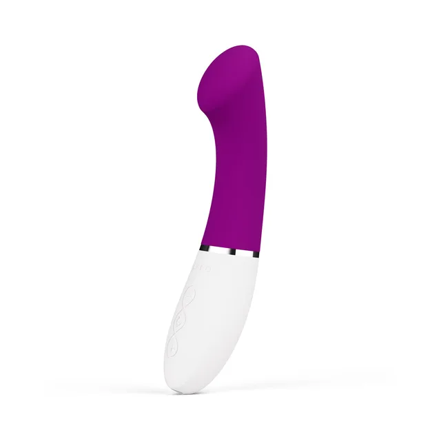 Deep-rose LELO GIGI 3 with flattened curved silicone tip and white handle