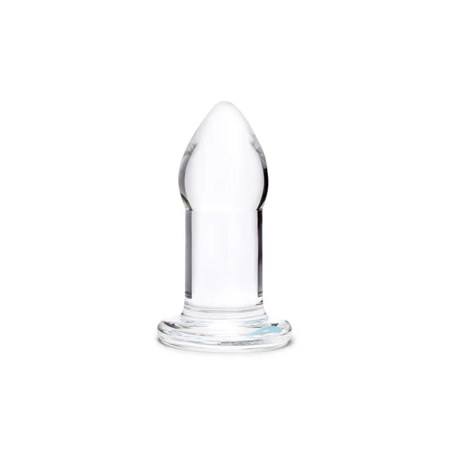 b-Vibe Advanced 7.5-inch glass dilator upright view on circular flared base