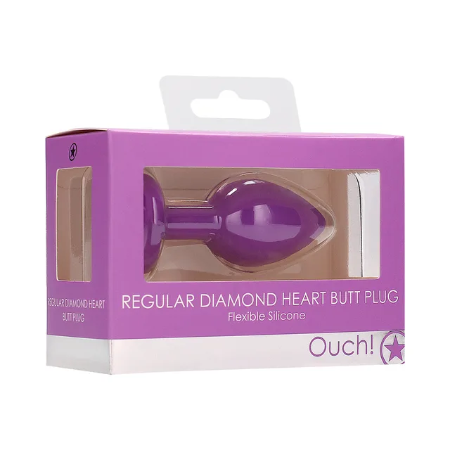 Purple Ouch Diamond Heart butt plug in window box