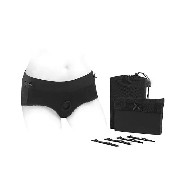 SpareParts Bella black size 2XL short harness with storage pouch and removable straps