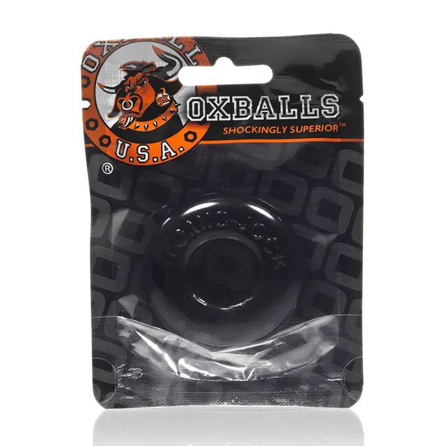 OxBalls Do-Nut 2 Large Black Ring in hanging pouch