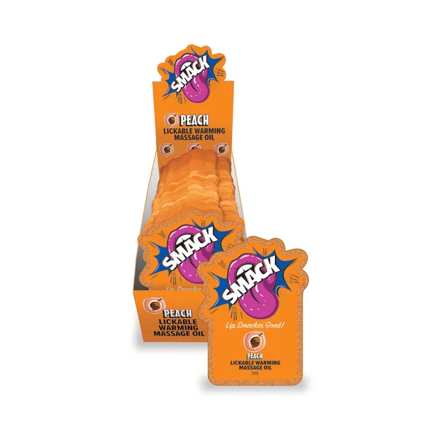 Peach Smack 36-count massage oil pouch display