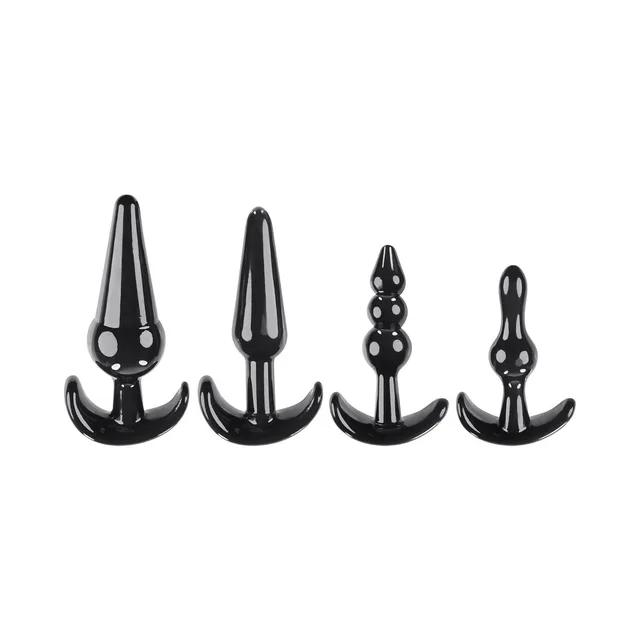 four black Selopa plugs standing upright in graduated shapes