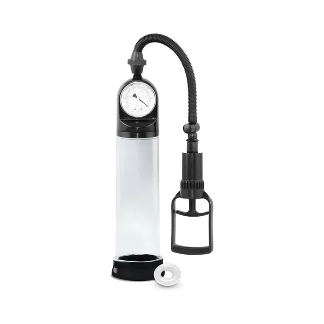 Upright clear VX2 cylinder with black hose and gauge pump