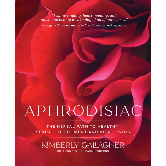 red Aphrodisiac herbal book cover with close-up rose photograph
