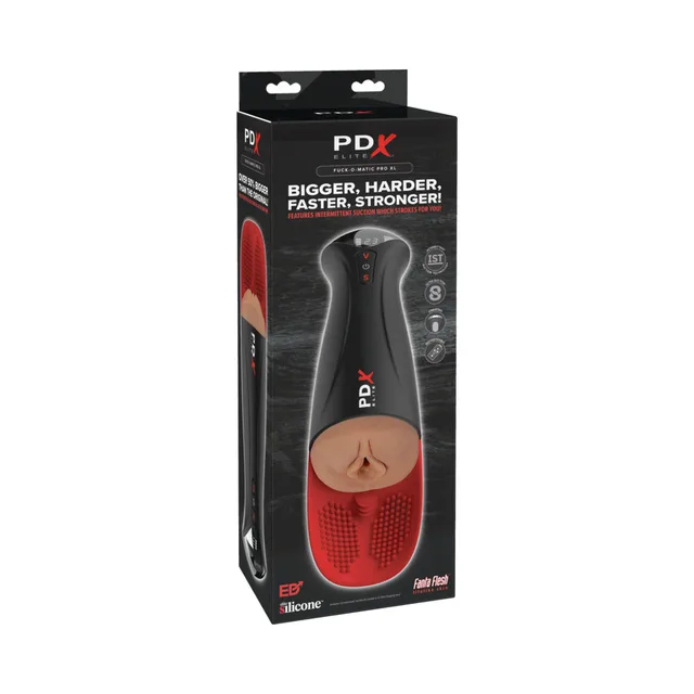 PDX Elite Fuck-O-Matic Pro XL brown stroker in black box