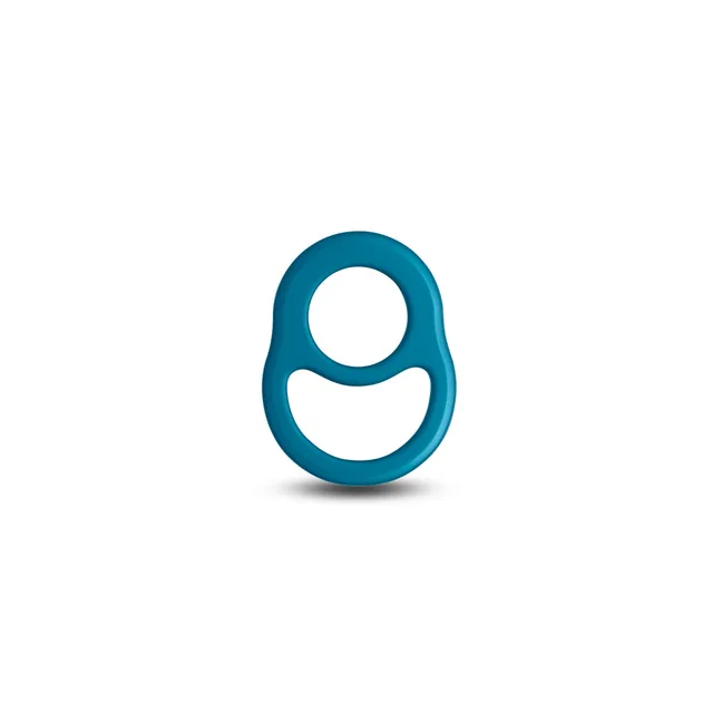 Teal flat Cradle ring with two oval openings