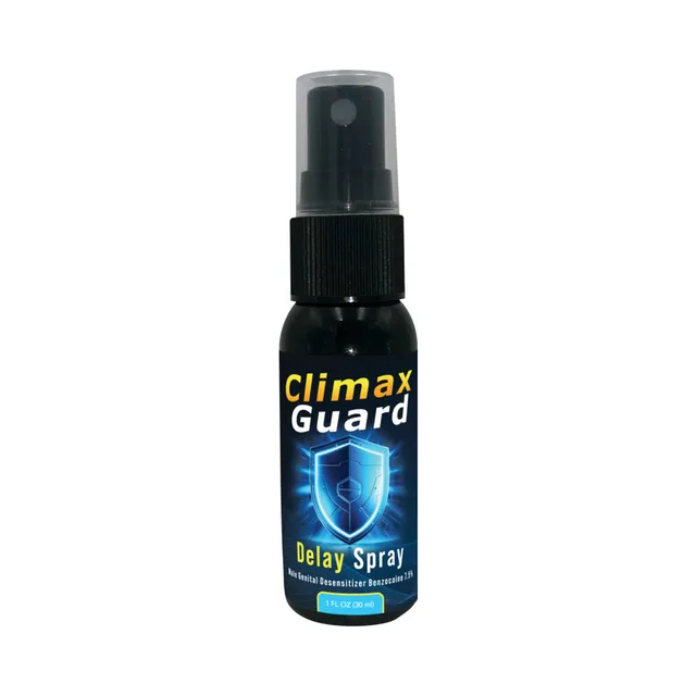 Climax Guard 1 oz black pump spray bottle with clear protective cap