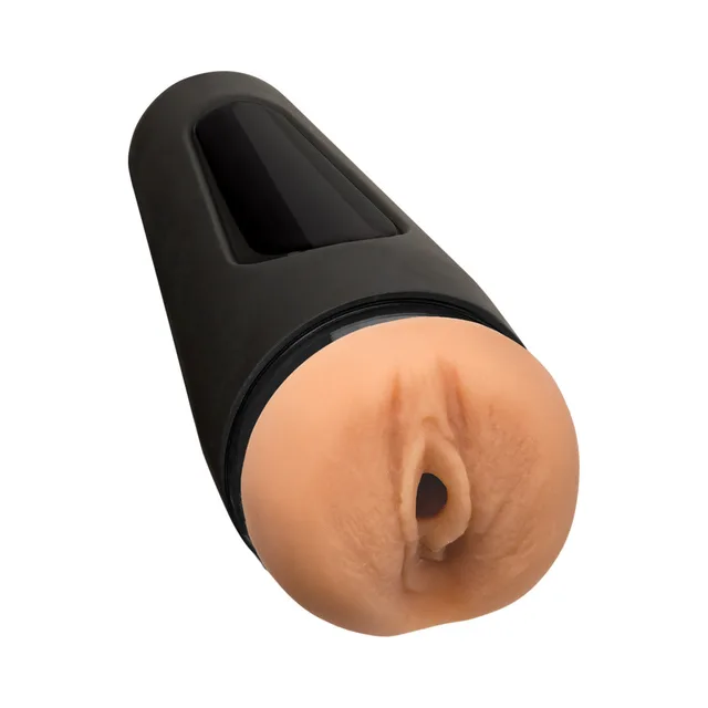 Doc Johnson Main Squeeze Remy LaCroix Stroker black case angled left with beige insert