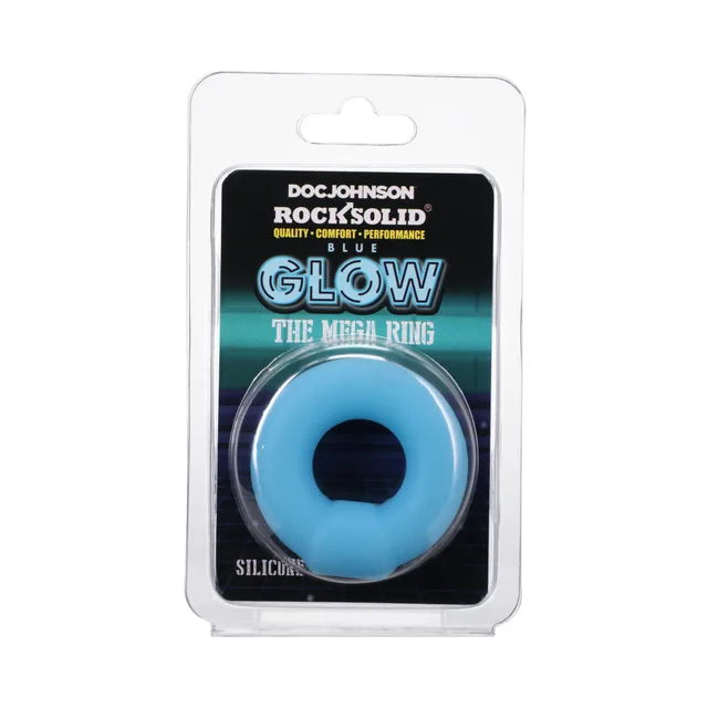 Rock Solid Mega Ring blue glow-in-the-dark ring in clear retail pack