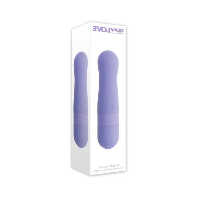 Boxed lilac Evolved Squishy Bullet vibrator