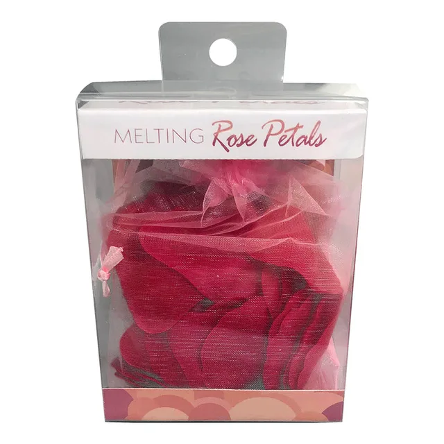 Red Melting Rose Petals in a clear hanging display box