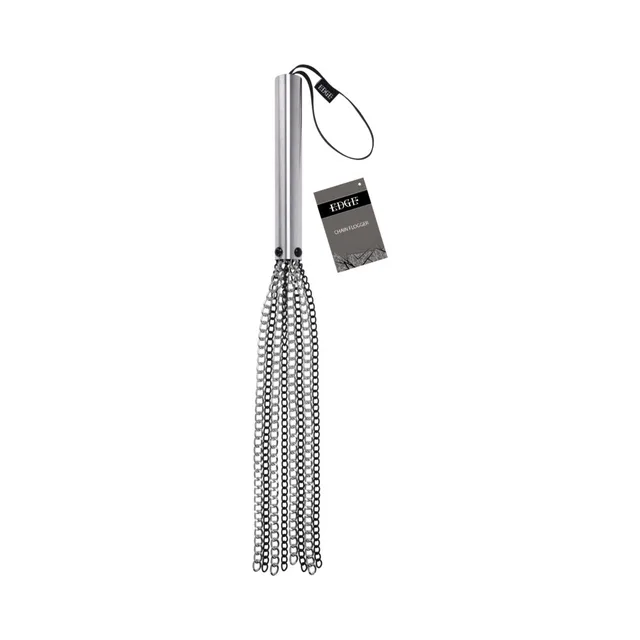 Sportsheets Edge Chain Flogger hanging with product tag