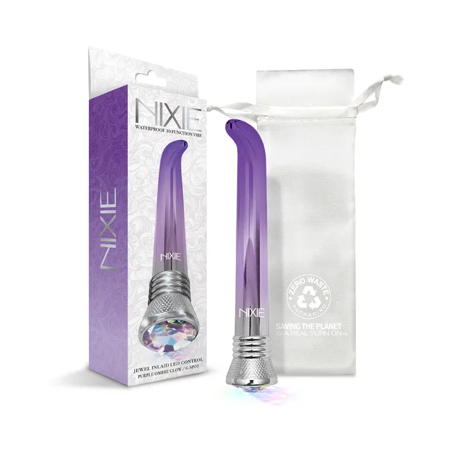 Nixie Purple Ombre G-spot vibe with box and white pouch