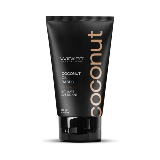 Black 4 oz tube of Wicked Coconut oil-based personal lubricant