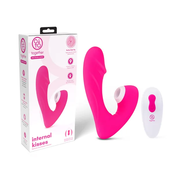 Pink Internal Kiss vibrator with box and white remote