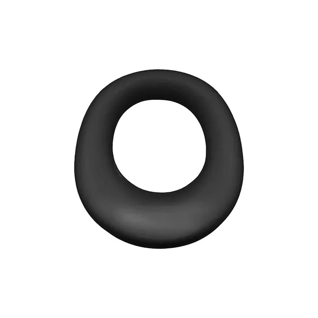 Oxballs Hunkyjunk Expander Black Fog cock ring straight front view of the broad oval opening