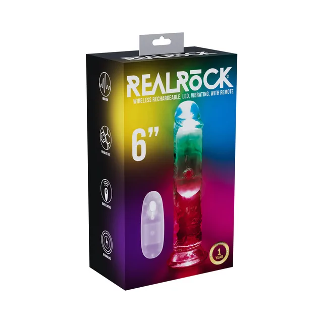 RealRock clear 6-inch LED vibrating dildo retail box