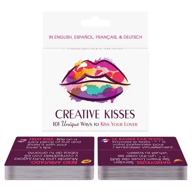 Kheper Creative Kisses Card Game two illustrated card decks beside multicolor lip artwork