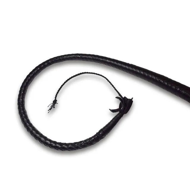Close-up of black Prowler RED 3-foot braided whip and tassel