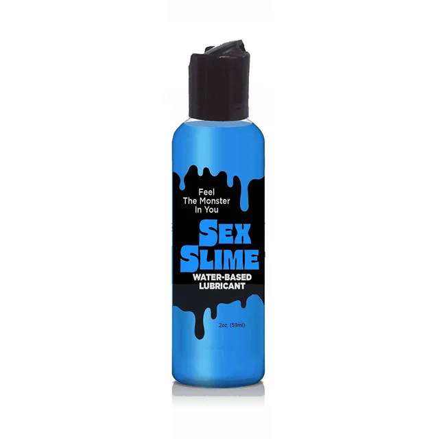 Little Genie Sex Slime blue 2 oz water-based lubricant bottle with black disc-top cap