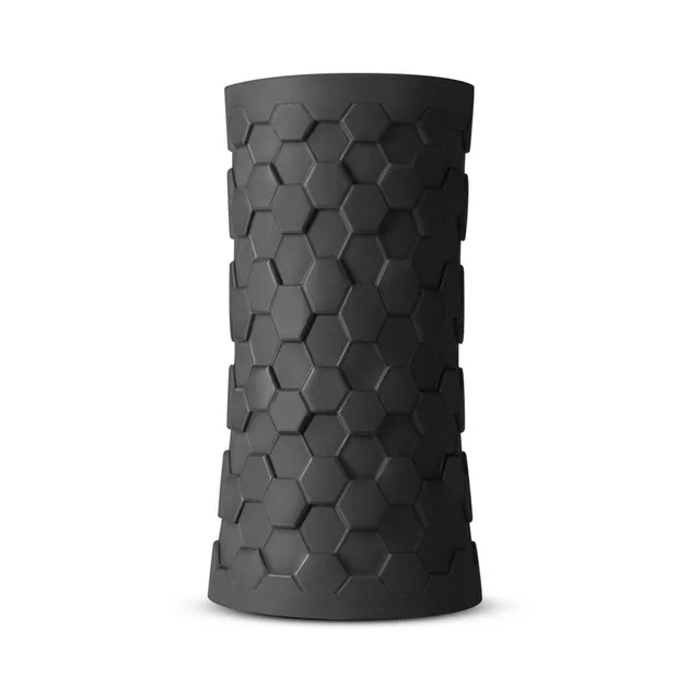 Upright black Hekx sleeve with raised hexagon texture