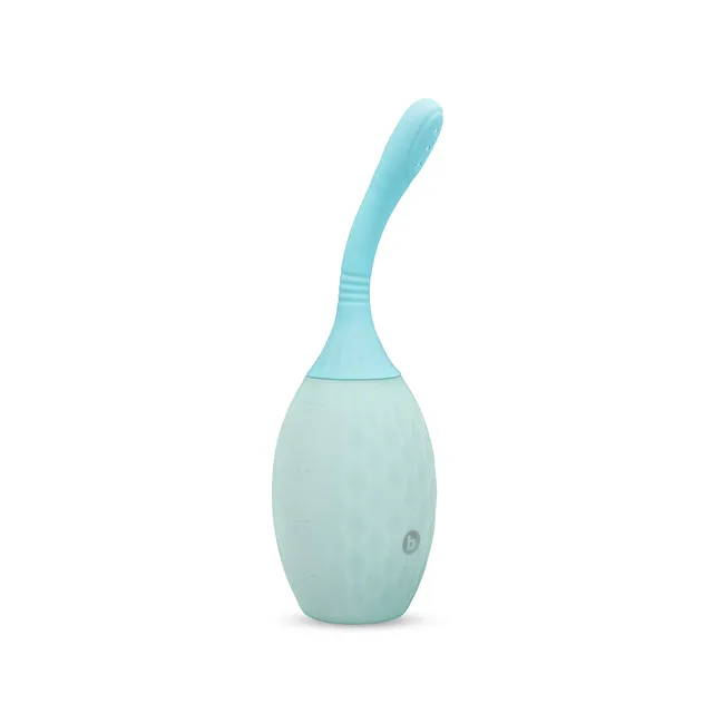 b-Vibe Flexflow light blue douche upright view with curved nozzle