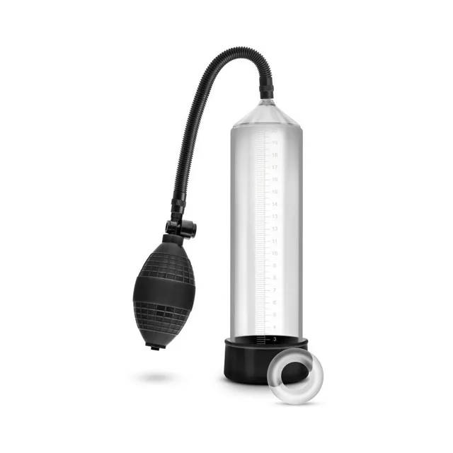 Blush Performance VX101 clear pump upright clear cylinder with black hose, hand bulb and white base sleeve