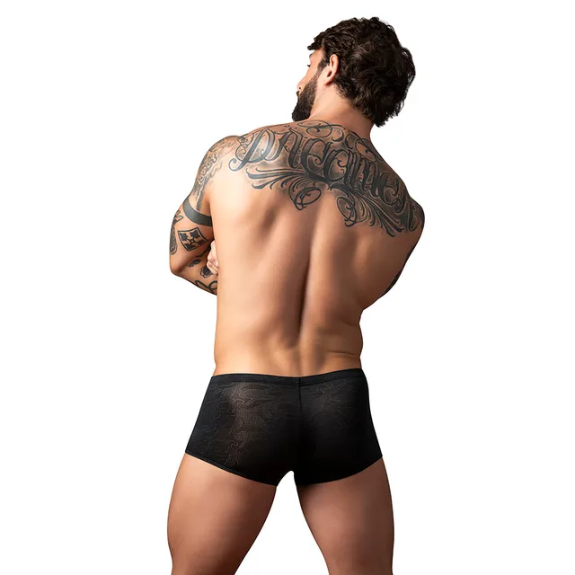 Rear Model of black Male Power Kilauea Mini Short in size XL