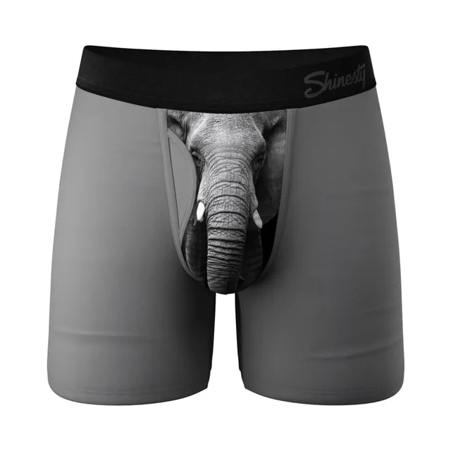 Front view of Shinesty Junk in the Trunk size 2XL gray elephant pouch underwear