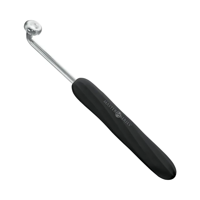 Black Elektra wand with long handle and rounded glass tip