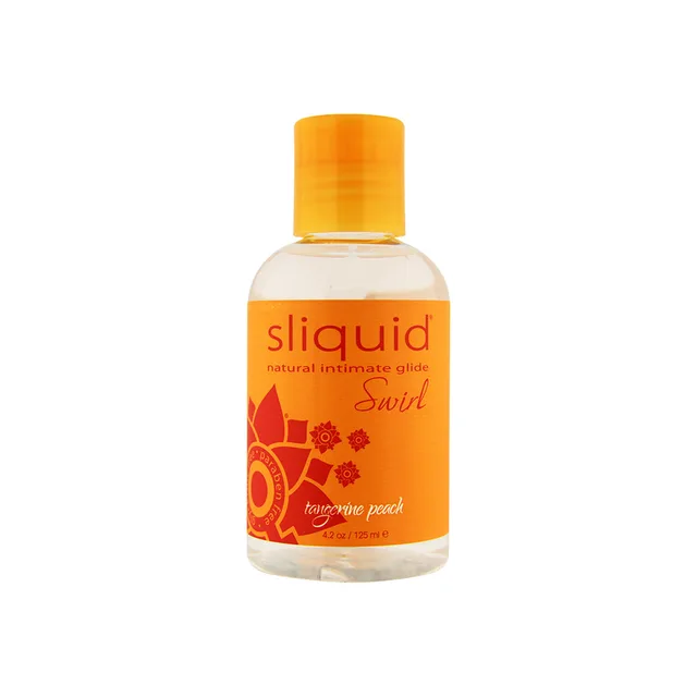 Sliquid Swirl Tangerine Peach 4.2 oz rounded clear bottle with orange cap