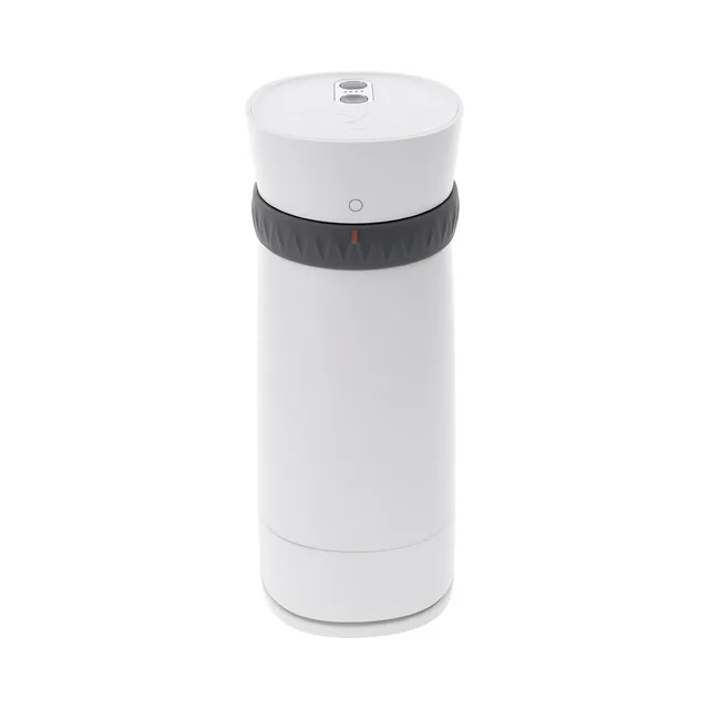 front view of closed white Twist and Stroke cylindrical case