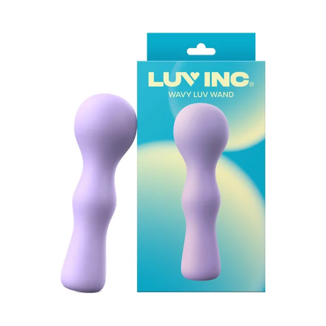 Light purple WW37 Wavy Luv Wand beside turquoise box