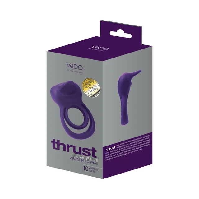 VeDO Thrust purple dual C-ring massager gray retail box front