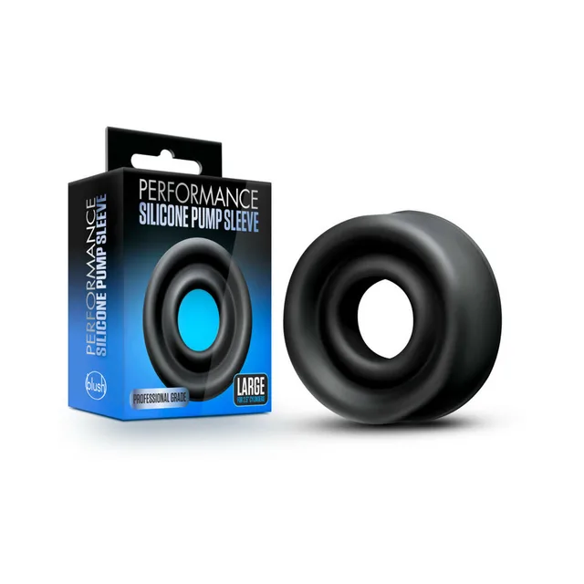 Blush Performance large black silicone pump sleeve beside retail box