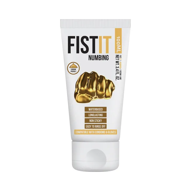 White 100 ml Fist It gel tube with gold label and flip-top cap